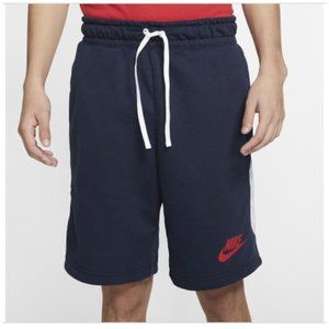 Nike Sportswear Men's Shorts Size Xl Extra Large Navy Blue Pockets Red Hem Logo